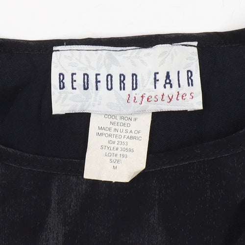 Bedford Fair Women's Black Short Sleeve Top M