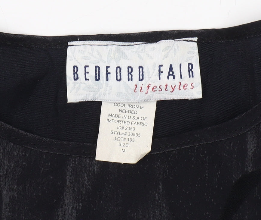 Bedford Fair Women's Black Short Sleeve Top M