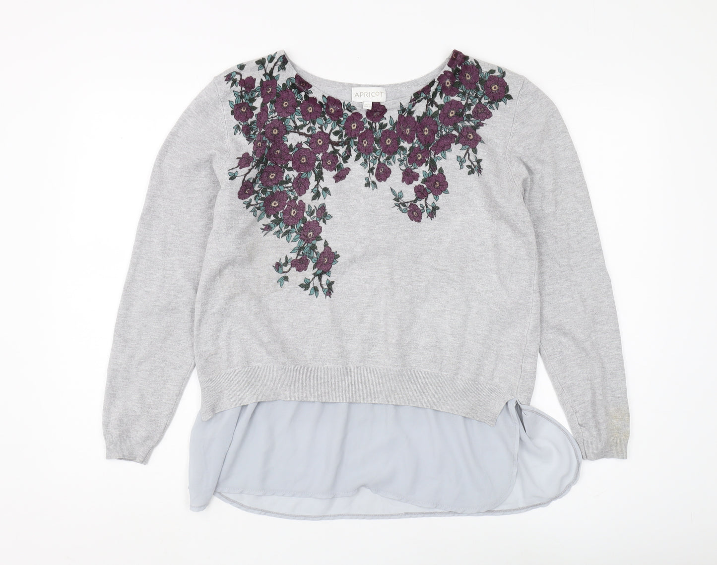 Apricot Women's Grey Floral Embroidered Pullover Size 12