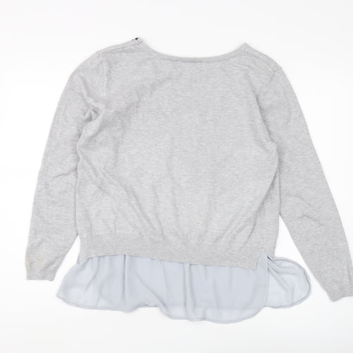 Apricot Women's Grey Floral Embroidered Pullover Size 12