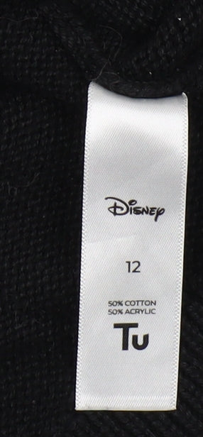 Disney Women's Black Mickey Mouse Pullover Jumper Size 12