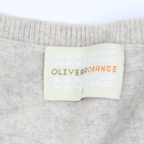 Olive and Orange Women's Beige Floral Wool Dress Size 12