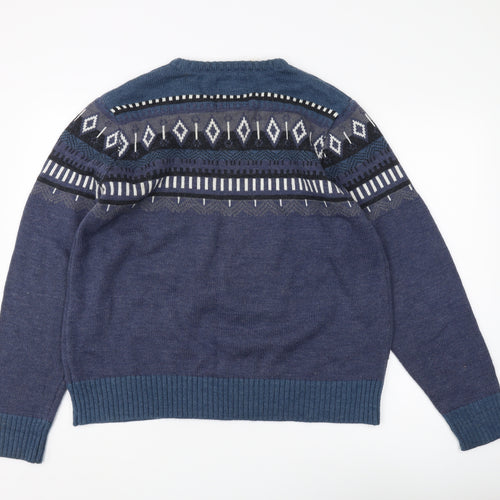 Lee Cooper Men's Blue Geometric Knit Pullover - XL