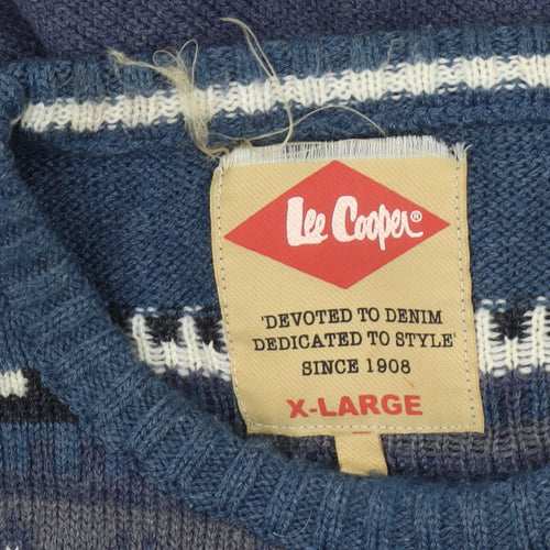 Lee Cooper Men's Blue Geometric Knit Pullover - XL