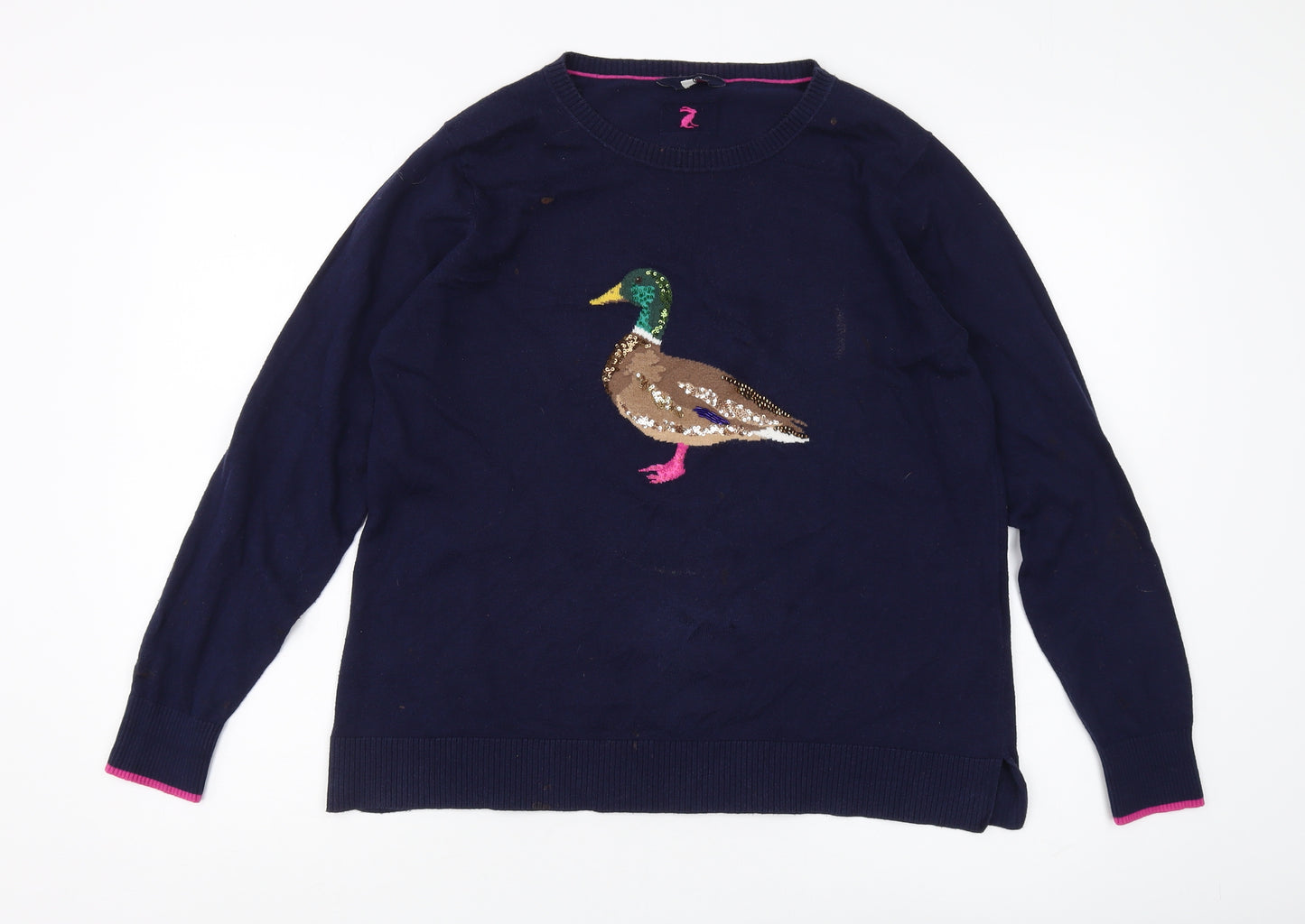 Joules Women's Blue Animal Print Pullover Jumper, Size 16