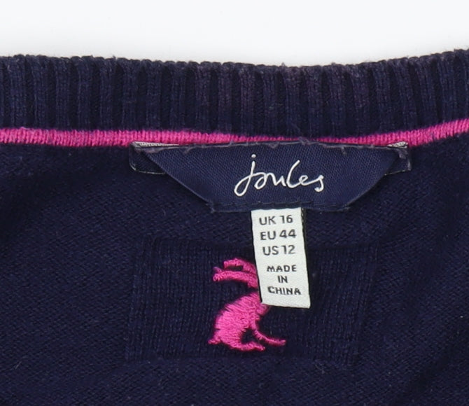 Joules Women's Blue Animal Print Pullover Jumper, Size 16