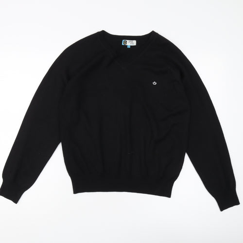 Vintage King Men's Black V-Neck Pullover Jumper L