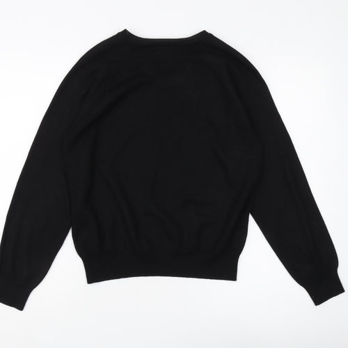 Vintage King Men's Black V-Neck Pullover Jumper L