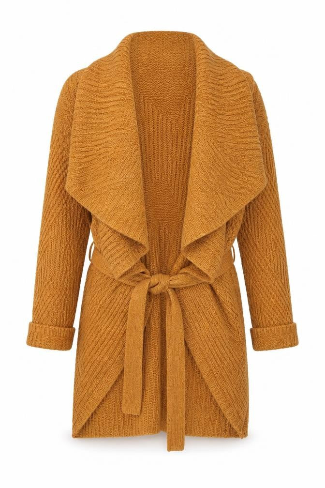 Front view of Monsoon Women's Brown Wrap Knit Jumper, size S