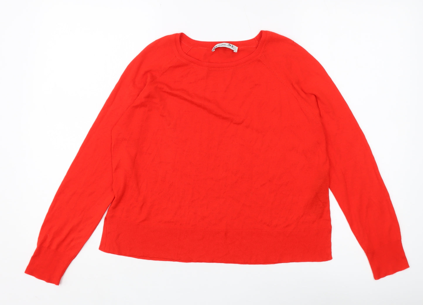 Zara Women's Red Pullover Jumper, Size S, Crew Neck