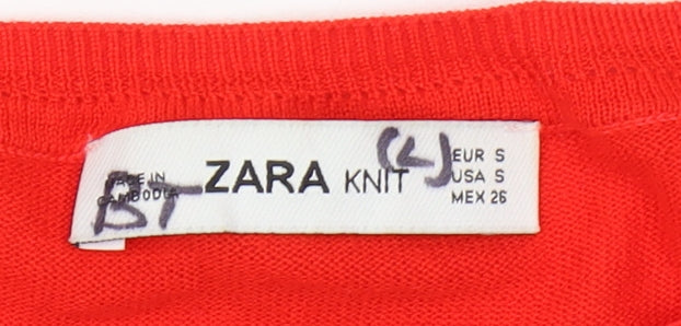 Zara Women's Red Pullover Jumper, Size S, Crew Neck