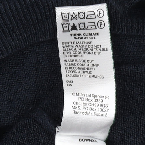 Marks and Spencer Men's Blue V-Neck Pullover Jumper L