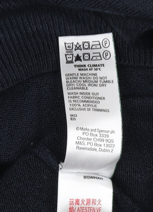 Marks and Spencer Men's Blue V-Neck Pullover Jumper L