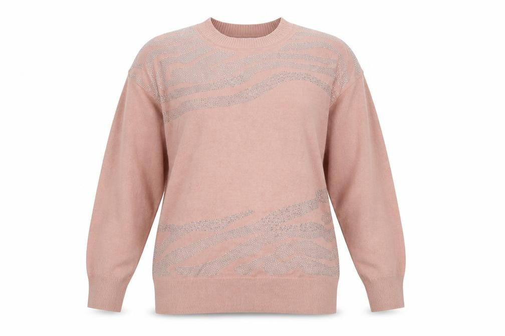 Front view of Next Women's Pink jumper, M, Crew Neck, Studded