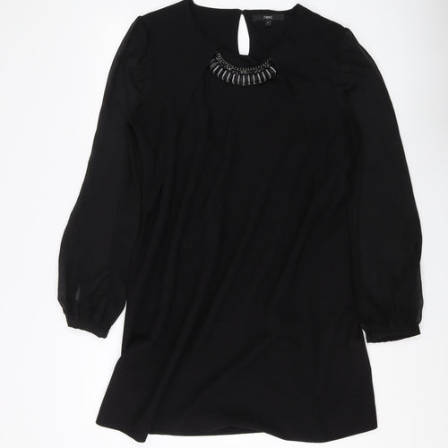 Next Women's Black Beaded Long Sleeve Dress UK 10-12