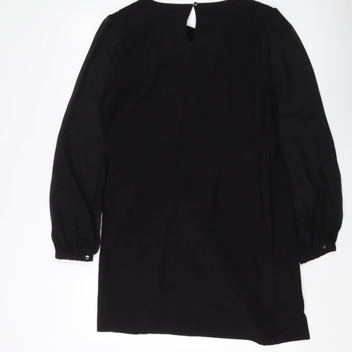 Next Women's Black Beaded Long Sleeve Dress UK 10-12