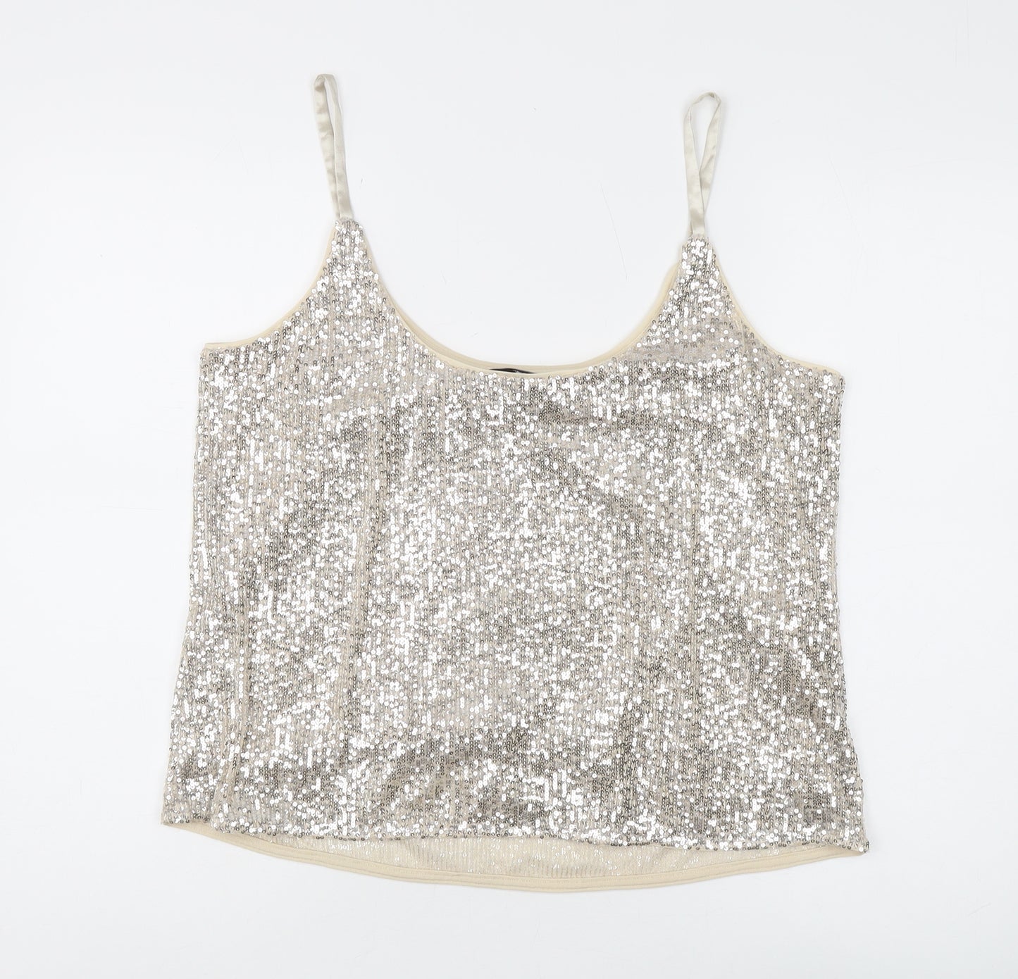 Next Women's Silver Sequin Camisole Tank Top