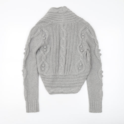 Marks & Spencer Women's Grey Cable-Knit Cardigan, Size 6