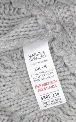 Marks & Spencer Women's Grey Cable-Knit Cardigan, Size 6