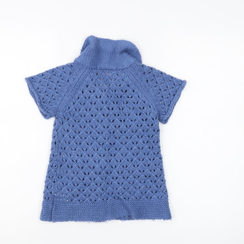 John Lewis Girls Blue Knit Cardigan, Size 6, Short Sleeve