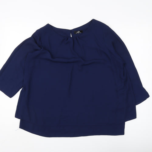 Wallis Women's Blue Blouse Size 14 3/4 Sleeve Casual