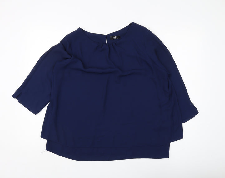 Wallis Women's Blue Blouse Size 14 3/4 Sleeve Casual