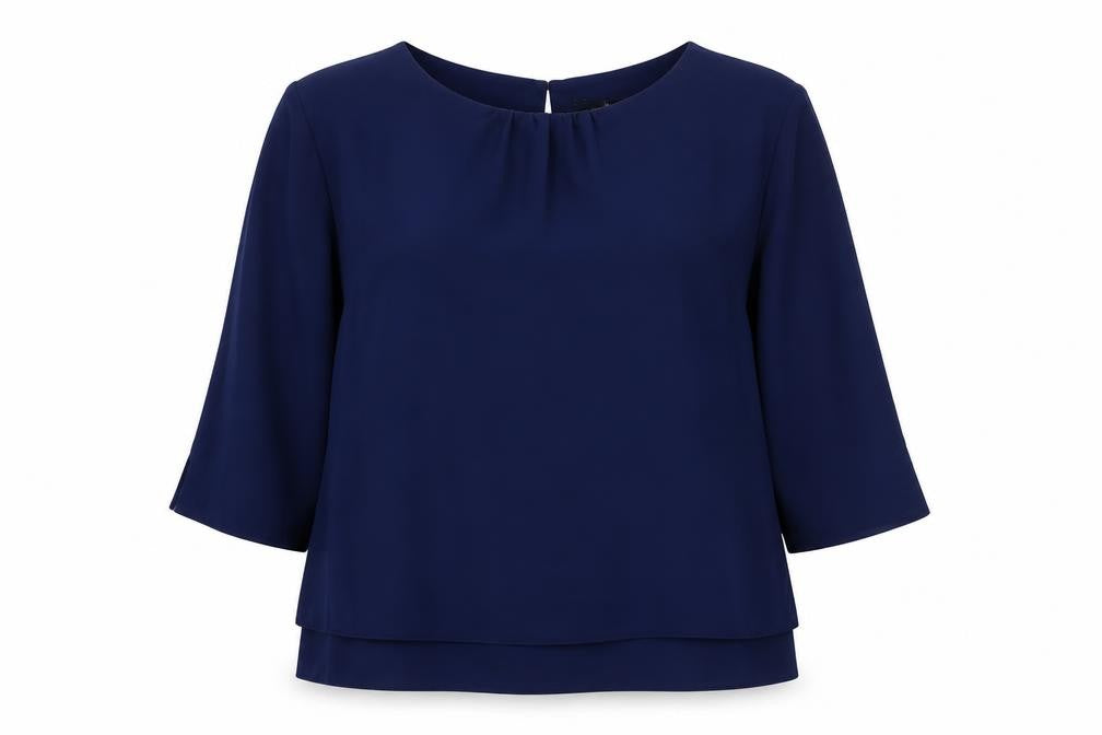 Front view of Wallis Women's Blue Blouse, size 14, 3/4 Sleeve Casual