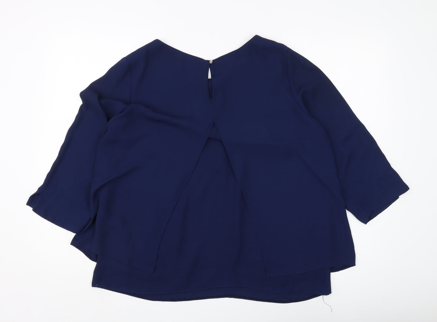 Wallis Women's Blue Blouse Size 14 3/4 Sleeve Casual