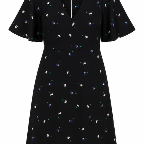Marks and Spencer Women's Black Floral A-Line Dress, Size 8