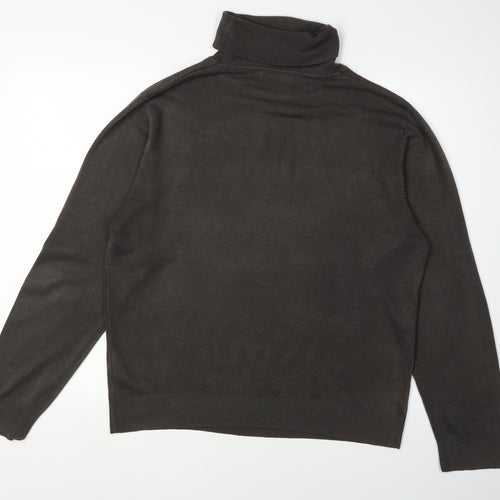 Marks and Spencer Men's Grey Roll Neck Jumper L
