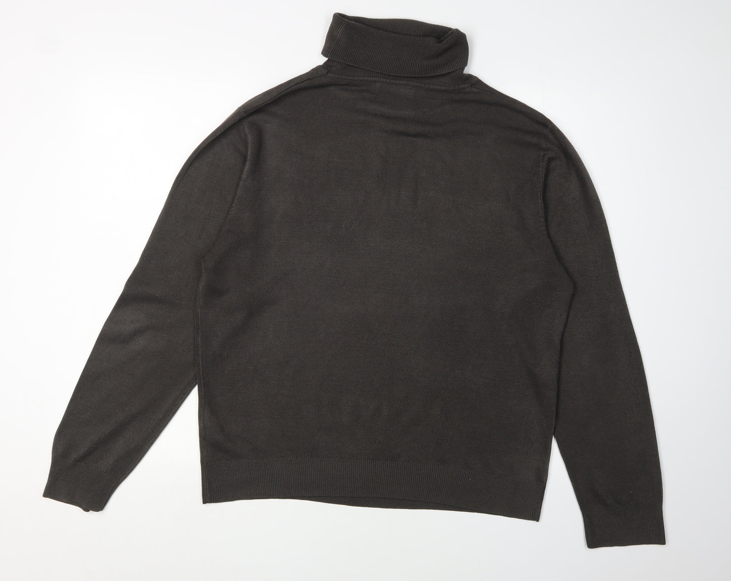 Marks and Spencer Men's Grey Roll Neck Jumper L