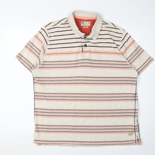 Marks and Spencer Men’s Beige Striped Polo Shirt L