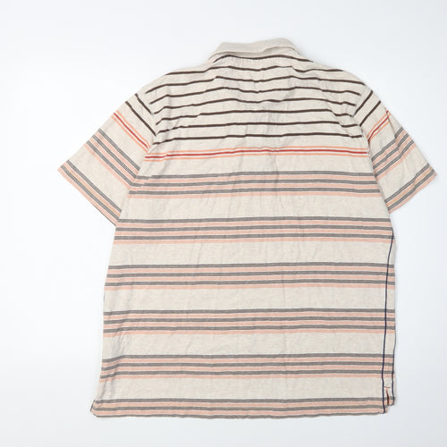 Marks and Spencer Men’s Beige Striped Polo Shirt L