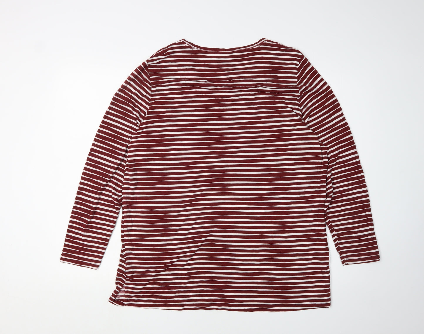 Marks and Spencer Women's Red Striped Basic T-Shirt - Size 20