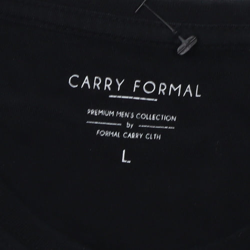 Carry Formal Men's Black Graphic Print Long Sleeve T-Shirt L