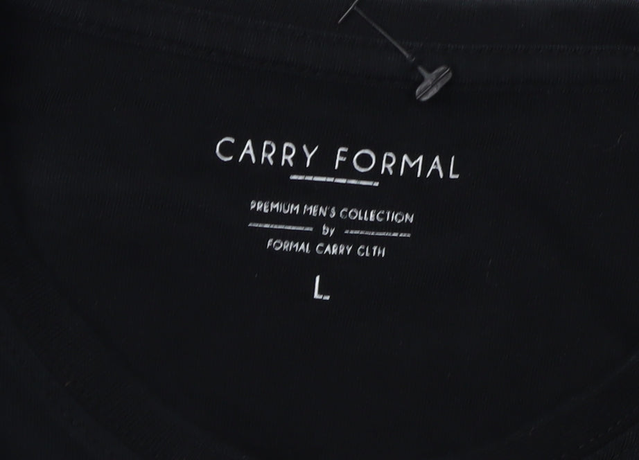Carry Formal Men's Black Graphic Print Long Sleeve T-Shirt L