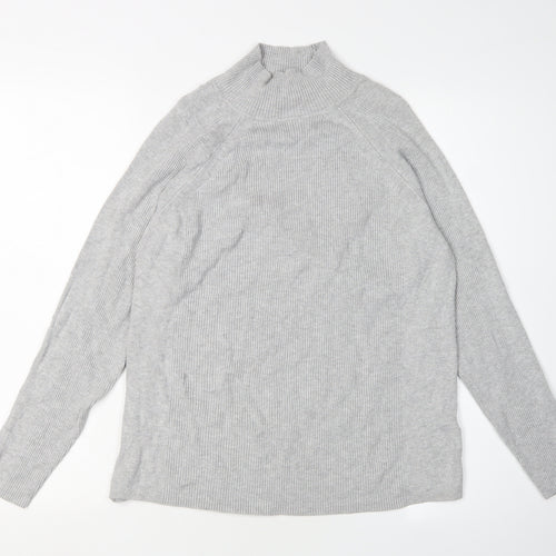 Marks and Spencer Women's Grey Mock Neck Jumper Size 16