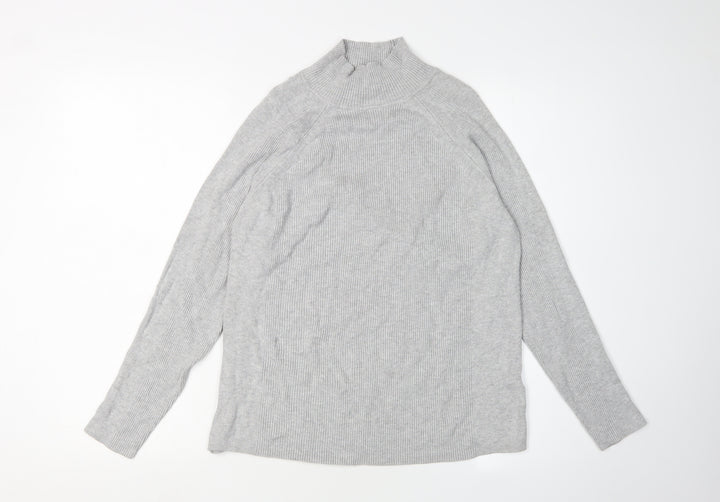 Marks and Spencer Women's Grey Mock Neck Jumper Size 16