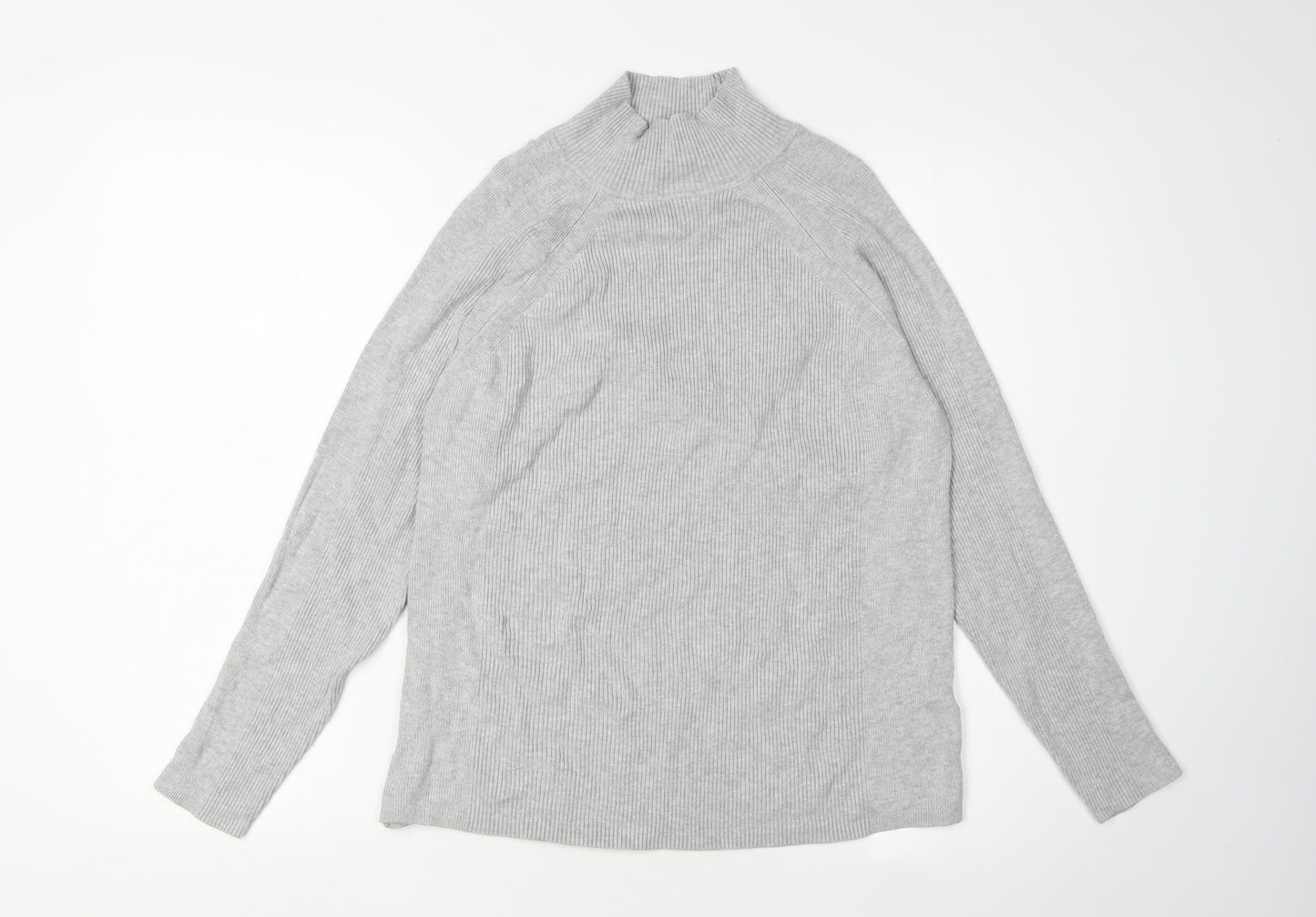 Marks and Spencer Women's Grey Mock Neck Jumper Size 16