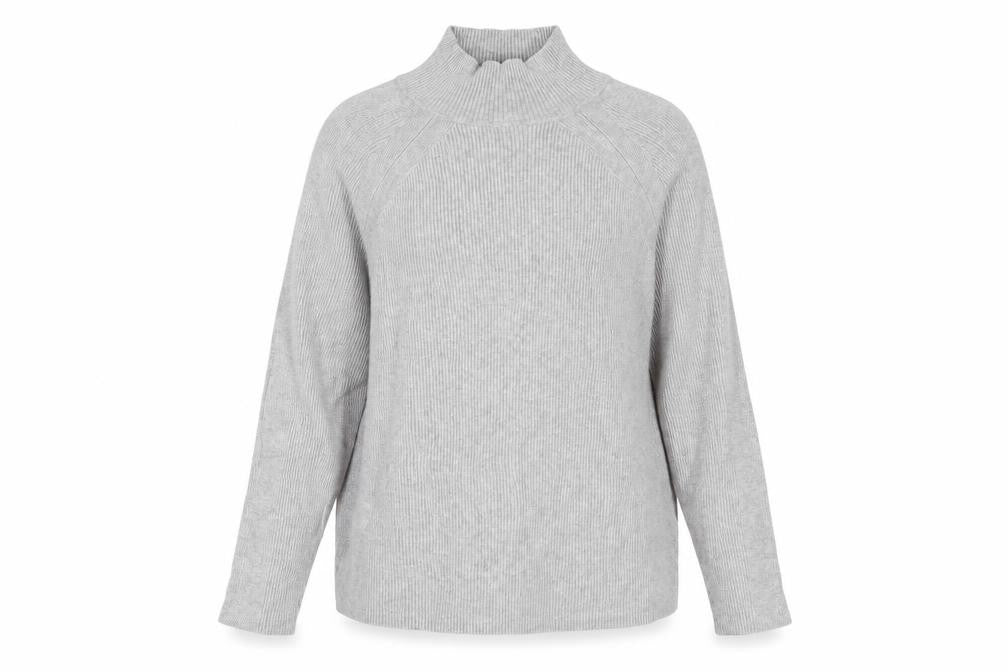 Front view of Marks & Spencer Women's Grey Mock Neck Jumper, size 16