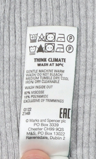 Marks and Spencer Women's Grey Mock Neck Jumper Size 16