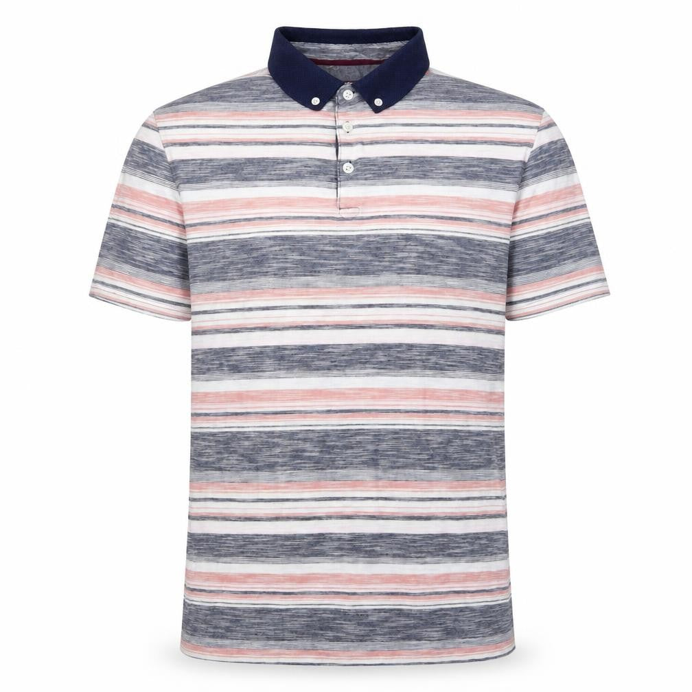 Front view of Linea Men's Multicoloured Striped Polo Shirt M