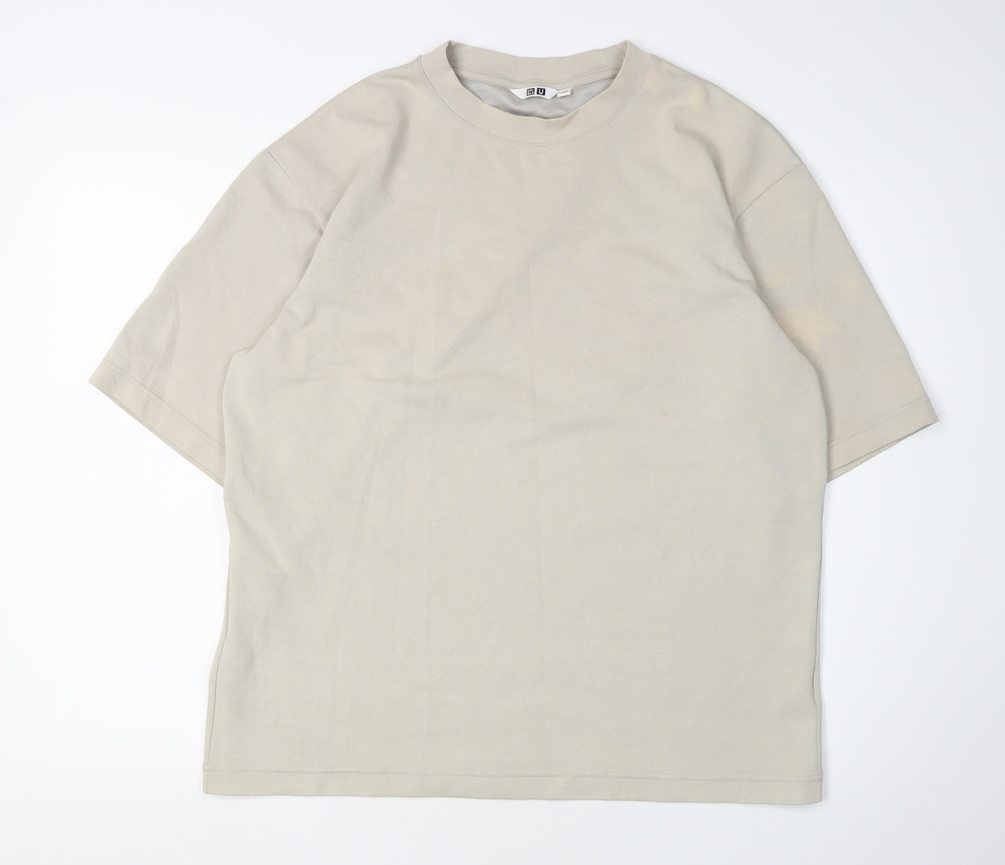 Uniqlo Men's Beige Large Crew Neck T-Shirt