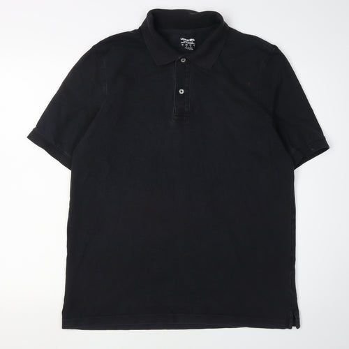 Lands' End Men's Black Polo Shirt M Casual Short Sleeve