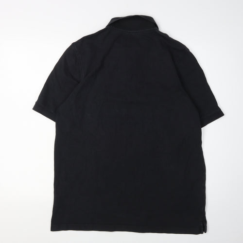 Lands' End Men's Black Polo Shirt M Casual Short Sleeve