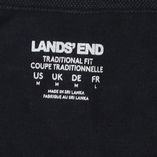 Lands' End Men's Black Polo Shirt M Casual Short Sleeve
