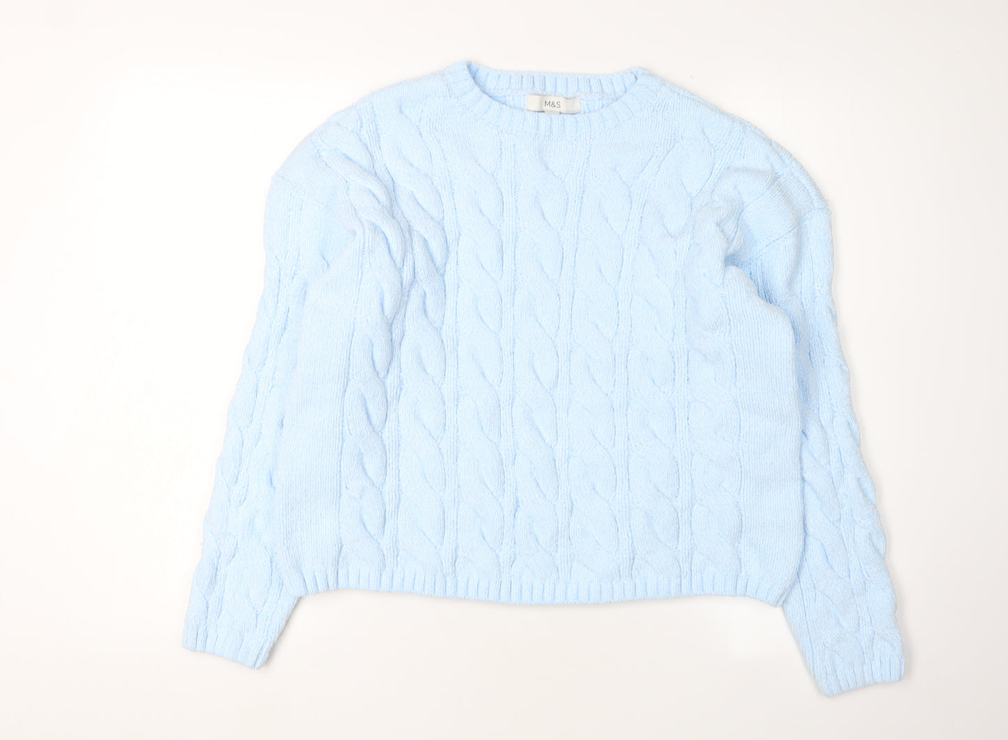 Marks and Spencer Women's Blue Crew Neck Pullover Jumper