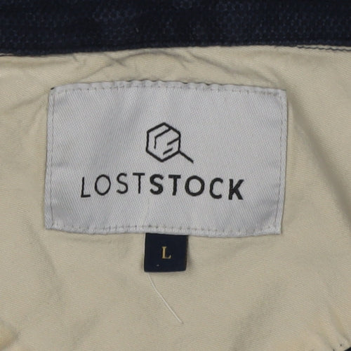 Lost Stock Men's Blue Polo Shirt - L, Short Sleeve, Cotton