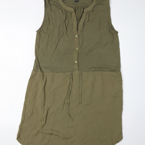 MNG Collection Green Sleeveless Shirt Dress Size L