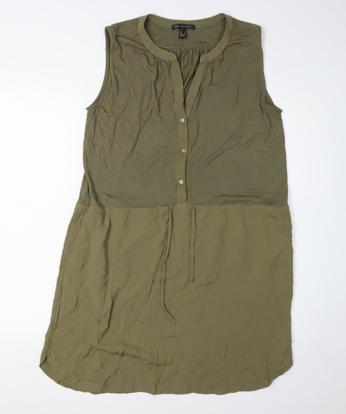 MNG Collection Green Sleeveless Shirt Dress Size L